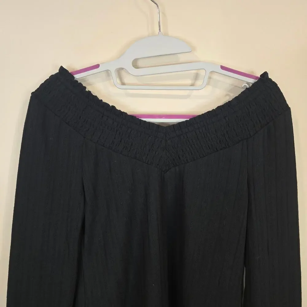 NEW NWT Women's Jessica Simpson Black Knit Ribbed Off The Shoulder Top | Small - Picture 6 of 10
